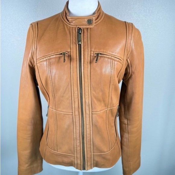✨ Michael Kors Genuine Leather Moto Jacket ✨ - Picture 3 of 8